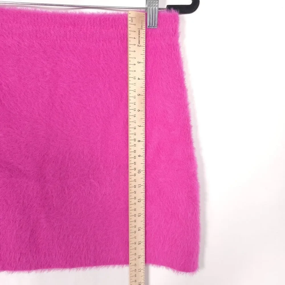 JONATHAN SIMKHAI Women's New XL Mini Skirt Hot Pink Barbie Fuzzy Soft Glam